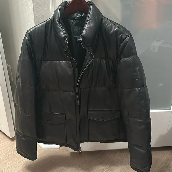 Gap 100% leather puffer jacket - Picture 1 of 4